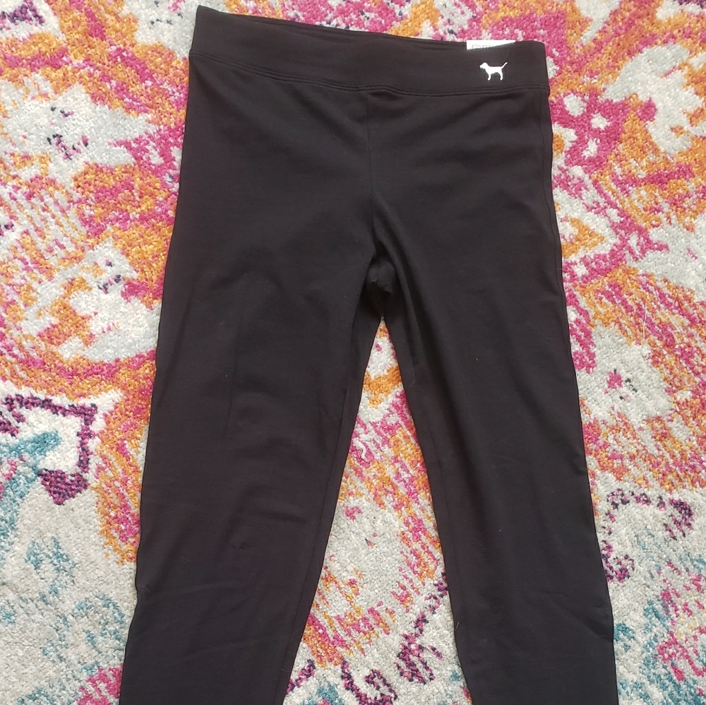 Pink Victoria’s Secret Black Yoga Leggings NWT